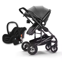 Poussette de luxe 3-en-1 avec siège auto pour nouveau-né, système de voyage et landau, idéale pour les sorties en extérieur
