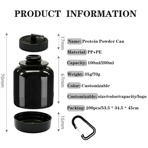 Porte-clés portable conteneur lait <span class=keywords><strong>Mini</strong></span> 30g 60g poudre alimentaire pilules bouteille de stockage porte-protéines porte-clés avec mousqueton - Product Image 2