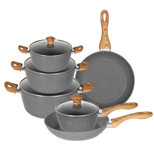 Juego de Utensilios de Cocina de Aluminio Forjado Clásico de 10 Piezas, Popular Cacerola y Sartén Antiadherentes de Mármol para Cocinar en Casa - Product Image 2