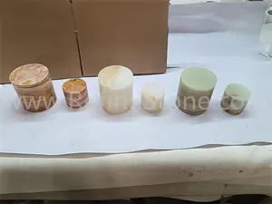 Raffina i barattoli di pietra di onice verde naturale per la produzione di candele - Product Image 2