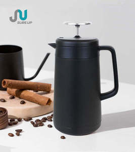 Cafetière à piston en acier inoxydable de 1,0 L avec filtre à 5 couches, double paroi isolée, presse silencieuse, indicateur, sans BPA - Product Image 1