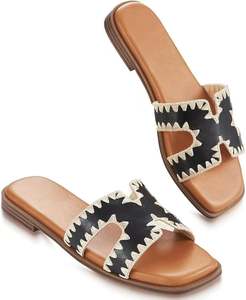 Sandalias de <span class=keywords><strong>Playa</strong></span> Estilo Hada para Mujer, de Alta Calidad, con Punta Cuadrada, Suela de Goma, Remaches, Cristales, Ligeras, Casuales, para Exteriores - Product Image 1