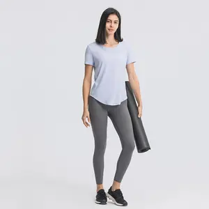 Xsunwing roupa esportiva reciclada sustentável, eco friendly, para academia, yoga, sem costura, camisa esportiva feminina