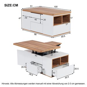 Cross-border minimalist multi-functional height-adjustable coffee <b>table</b> and dining <b>table</b> combined for <b>small</b> apartments and - Product Image 3