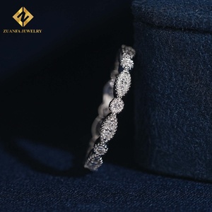 Bague de mariage empilable ZUANFA JEWELRY vintage en diamant de laboratoire taille ronde, sertie sur toute la surface, pour femme - Product Image 2
