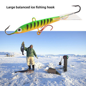 Leurre de pêche sur glace en plomb 8cm/16g, appât artificiel dur avec hameçons pour utilisation extérieure en hiver - Product Image 3