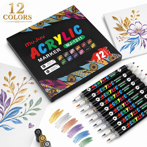 Pennarello Acrilico a Doppia <span class=keywords><strong>Punta</strong></span>, <span class=keywords><strong>Punta</strong></span> Morbida e Fine, 12 Colori per Pittura, Arte Metallica, Graffiti su Roccia, Ceramica, Vetro, Legno, Fai da Te - Product Image 2