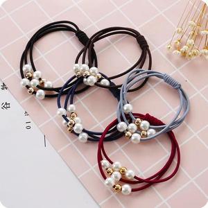 Élastique à cheveux en perles, couleurs mélangées, en tissu, fait main, accessoire décontracté pour la tête - Product Image 4