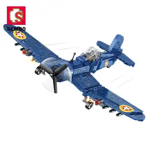 Sembo Block 207104 Military Toys Building Blocks Survival Warfare Soldier Series F4U Plane Model Bricks Creative Building Block