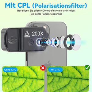 Siptree 200x LEDライト携帯電話顕微鏡CPLスマートフォンカメラポケット顕微鏡デジタル対応iPhoneサムスン - Product Image 3