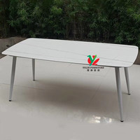 Table d'extérieur en marbre blanc noir, rectangulaire, 8 places, ensemble de table à manger, livraison gratuite