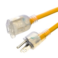 Rallonge extérieure robuste SJTW 8/10/12 AWG, résistante aux intempéries et à l'eau, pour jardin, terrasse, 15A 125V, extrémité éclairée