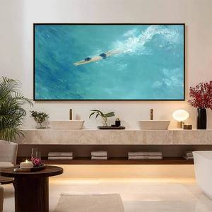 Peinture à l'huile abstraite texturée minimaliste originale, grande toile faite à la main, art mural d'intérieur pour hôtel et maison - Product Image 5