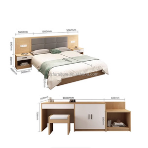 Custom 3 Star Hotel Single <b>Twin</b> Bedroom Furniture Sets Wood <b>Bed</b> <b>Frame</b> With Upholstered Headboard Nightstands Wardrobe & TV Desk - Product Image 6