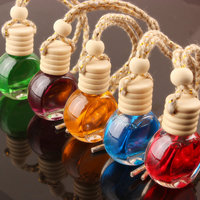 6ml verre écologique aromathérapie voiture diffuseur bouteille parfum pendentif couvercle en bois recyclable gel écran impression traitement