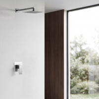 Robinet de douche encastré mural en acier inoxydable, cartouche céramique, garantie 5 ans, 1 poignée, pommeau de douche carré, pour hôtel