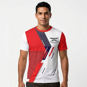 T-shirt d'été décontracté à manches courtes et col rond, en maille sublimée, coupe régulière, polyester/coton, toile respirante 220g, haute qualité - Product Image 1