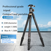 Q8805C Trépied Léger en Fibre de Carbone Professionnel Compact Support de Trépied Numérique Tête Sphérique Panoramique 158cm pour Appareil Photo