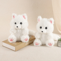 Peluche personnalisée/OEM en forme de renard arctique moelleux, adorable animal en peluche renard blanc avec empreintes de pattes roses