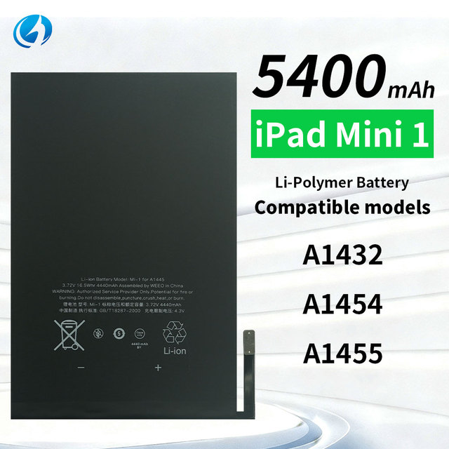 5400mAh Tablet Battery High Quality Pure Cobalt Fast Charging Replacement Li-ion Tablet Batteries for iPad Mini 1