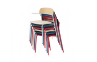 Chaise empilable moderne ATWOKA avec structure en métal et dossier en bois, chaise d'attente pour visiteurs, idéale pour la maison, le bureau, le salon et l'appartement
