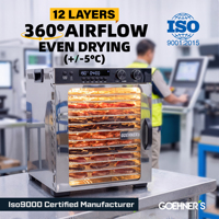 Déshydrateur alimentaire électrique en acier inoxydable à 12 plateaux, 1100W, 5 modes prédéfinis, 30-90°C, minuterie 0-48H, pour fruits, légumes et herbes