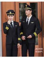 Uniforme de commandant de bord pour homme, tenue de pilote, veste de commandant chinoise, vêtements de travail pour agents de sécurité