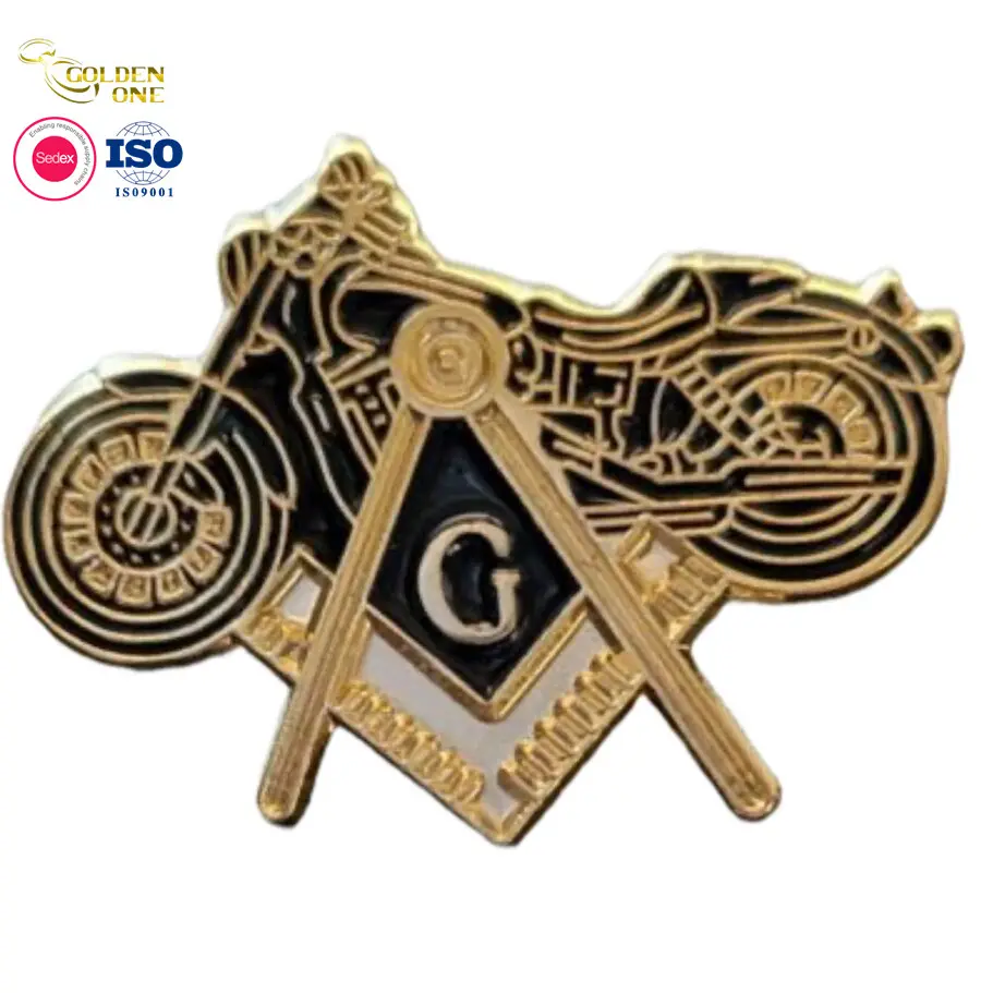 Grosir Desain Logo Anda Sendiri Freemason Lencana Kustom Paduan Seng Lembut Keras Enamel Pin Kerah Masonik