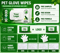 Gants de toilettage pour animaux de compagnie, lingettes sans alcool, écologiques, rafraîchissantes, sans rinçage, désodorisantes, pour le bain, personnalisables OEM pour chiens et chats