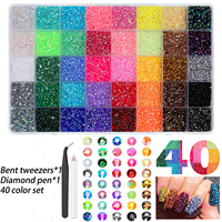 Meilleures ventes : Ensemble d'accessoires pour ongles en boîte 24 ou 28 compartiments, comprenant des strass en résine à fond plat effet perle et breloques pour ongles DIY multicolores