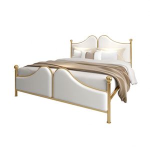 <span class=keywords><strong>Lit</strong></span> en <span class=keywords><strong>fer</strong></span> <span class=keywords><strong>forgé</strong></span> doré de luxe nordique pour chambre à coucher, <span class=keywords><strong>lit</strong></span> simple ou double moderne et simple, cadre en acier, cadre en <span class=keywords><strong>fer</strong></span> capitonné - Product Image 6