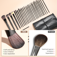 Ensemble de 32 pinceaux de maquillage noirs, haute qualité, Logo personnalisé professionnel, ensemble de 32 pinceaux de maquillage avec sac
