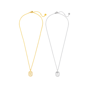 Collana con Ciondolo a Forma di Lettera C con Diamante 10x15cm, Catena in Acciaio Oro e Argento - Product Image 2