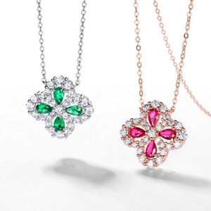 สร้อยคอจี้รูปใบโคลเวอร์ 4 แฉก สีสันสวยงาม คลาสสิก ชุบโรเดียม 18k เงินแท้ 925 คุณภาพสูง สำหรับงานแต่งงานของผู้หญิง - Product Image 5