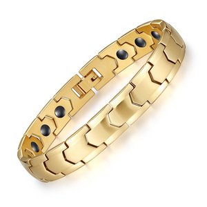 Pulsera Magnética Geométrica Dorada de 10 mm, Joyería de Moda para Mujer, Regalo - Product Image 1