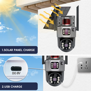 Cámara al aire libre Wifi inalámbrico 4G tarjeta Sim Solar 360 Cctv cámara de vigilancia de doble lente <span class=keywords><strong>Panel</strong></span> Solar Cámaras de monitoreo con alarma - Product Image 3