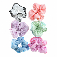 Daou 13cm Chouchous pour cheveux personnalisés, couleurs unies, très élastiques, avec plis à carreaux, accessoire de coiffure charmant pour femmes et filles, pour décorer les cheveux