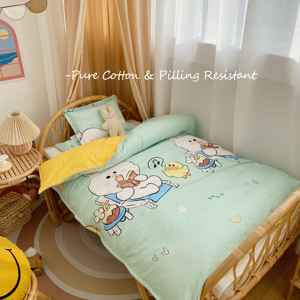 Bán buôn dệt in 300tc tinh khiết bông 6-mảnh Kid phim hoạt hình thoải mái Quilt Duvet cover gối trường hợp tấm phẳng được trang bị tấm - Product Image 6