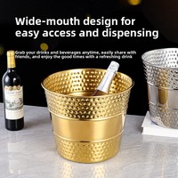 Seau à boissons cylindrique en acier inoxydable, style vintage rétro de luxe léger, pour spiritueux, bac à glace, grand format, pour extérieur