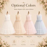 Robe de bal en tulle blanc princesse pour filles de 8 à 16 ans, robe de demoiselle d'honneur, robe de fête, broderie en dentelle, nœud dans le dos, robe bouffante pour demoiselle d'honneur