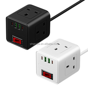 <span class=keywords><strong>Rubiks</strong></span> <span class=keywords><strong>Cube</strong></span> 7 Trong 1 Anh Power Strip Với Bảo Vệ Quá Tải, Anh 3 Cửa Hàng Với Cổng USB, Di Động Di Động Mở Rộng Dây Ổ Cắm - Product Image 1