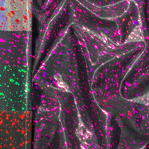 Benutzer definierte glänzende Hologramm Mystique Metallic bedruckte Folie Elastische Nylon Spandex Stoff Badeanzüge Festivals tragen Tanzrock Stoffe - Product Image 1