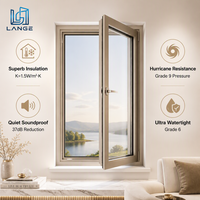 Ventana Abatible de Aluminio con Marco Delgado Moderno LANGE, Ventana de Doble Acristalamiento Insonorizada con Apertura hacia Afuera para Oficina