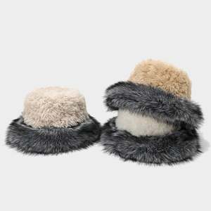 Sombrero de Pescador de Felpa Cálido y Peludo para Mujer, para Otoño e Invierno, Grueso, a Prueba de Frío, de Moda para Exteriores, con Ala Ancha - Product Image 2