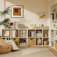 Staalrooster 4-plankig vrij combineerbaar boekenrek voor woonkamer & slaapkamer, tv-consolekast met wandmontage en vrijstaande opbergruimte