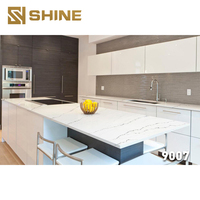 Dalle de pierre artificielle en quartz Calacatta blanc à grandes veines, design moderne, pour comptoirs, meubles-lavabos et plateaux de table