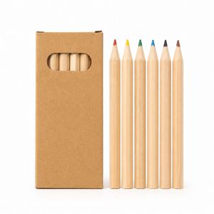 Juego de 6 Mini Lápices de Colores en Caja de Papel Kraft, Lápices de Colores de Madera No Tóxicos para Niños - Ideal para Escuelas y Viajes - Product Image 1