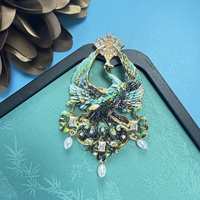 Broche Paon 3D en Émail 6 Couleurs avec Perle Imitation Goutte d'Eau, Épingle de Revers Unisexe de Luxe, Accessoire de Costume Formel