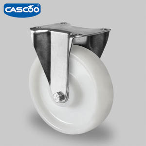 CASCOO 5 Zoll Doppelkugellager Weiße Nylon-Festrollen Schwerlast-Lenkrollen Starre Plattenträger Industrielle Wagenräder - Product Image 3