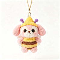 Porte-clés en peluche chien abeille mignon, pendentif animal en peluche doux, porte-clés personnalisé, plusieurs couleurs